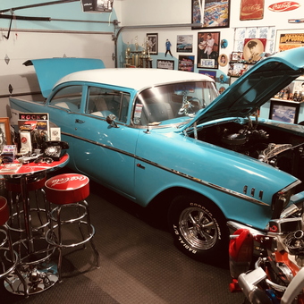 Classic Car Garage with Coca-Cola Decor and Wall Art - Bruce from Chicago Ridge, IL