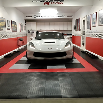 Corvette Garage With Race-Themed Decor and Flooring - Jim from Mifflinburg, PA
