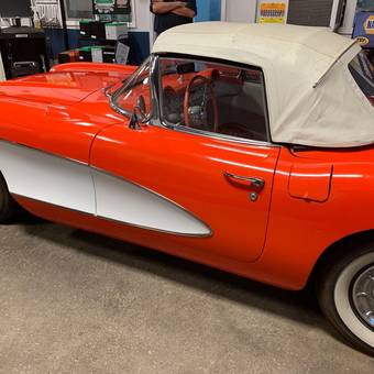 Classic Red Corvette Convertible in Organized Garage - Walt from Petaluma, CA