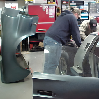 Garage with Car Body Panels and Tool Storage - Bob from Racine, WI