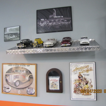 Diecast Cars on Diamond Plate Shelf with Classic Car Art - Fred from Newport, PA