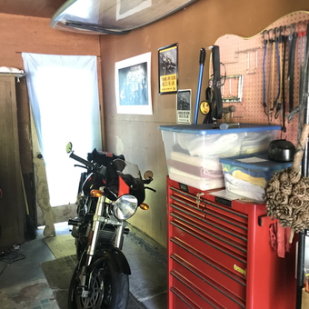Motorcycle Garage with Red Tool Chest and Pegboard - Punky from Portland, OR