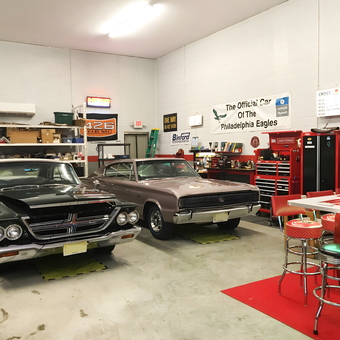 Classic Car Garage with Red Tool Cabinets and Retro Decor - Myron from Egg Harbor Twp., NJ