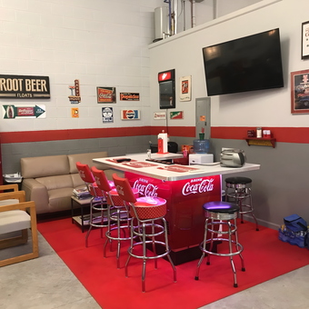 Retro Coca-Cola Garage Bar with Vintage Decor - Myron from Egg Harbor Twp., NJ