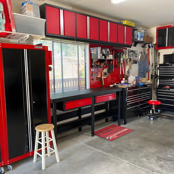 Organized Garage with Red Cabinets and Tool Storage - Joel from Walnut Creek, CA