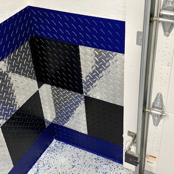Checkerboard Diamond Plate Wall Panels and Epoxy Floor - Bruce
