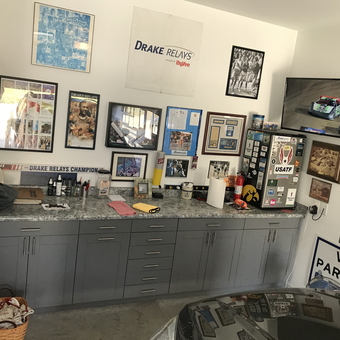 Garage with Gray Cabinets, Memorabilia, and TV - Mike from Tiffin, IA