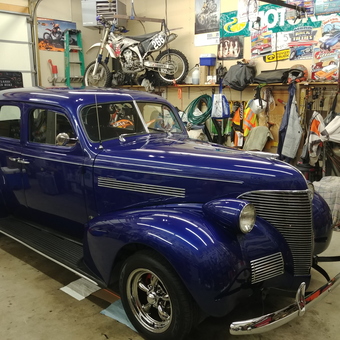 Classic Blue Car and Motorcycle in Organized Garage - Carmen from Stacy, MN