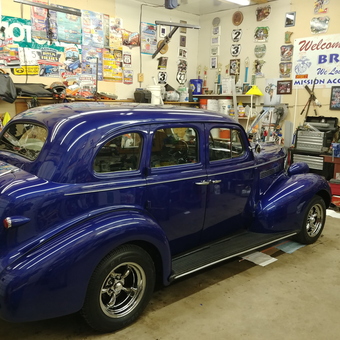 Classic blue car in a decorated garage - Carmen from Stacy, MN