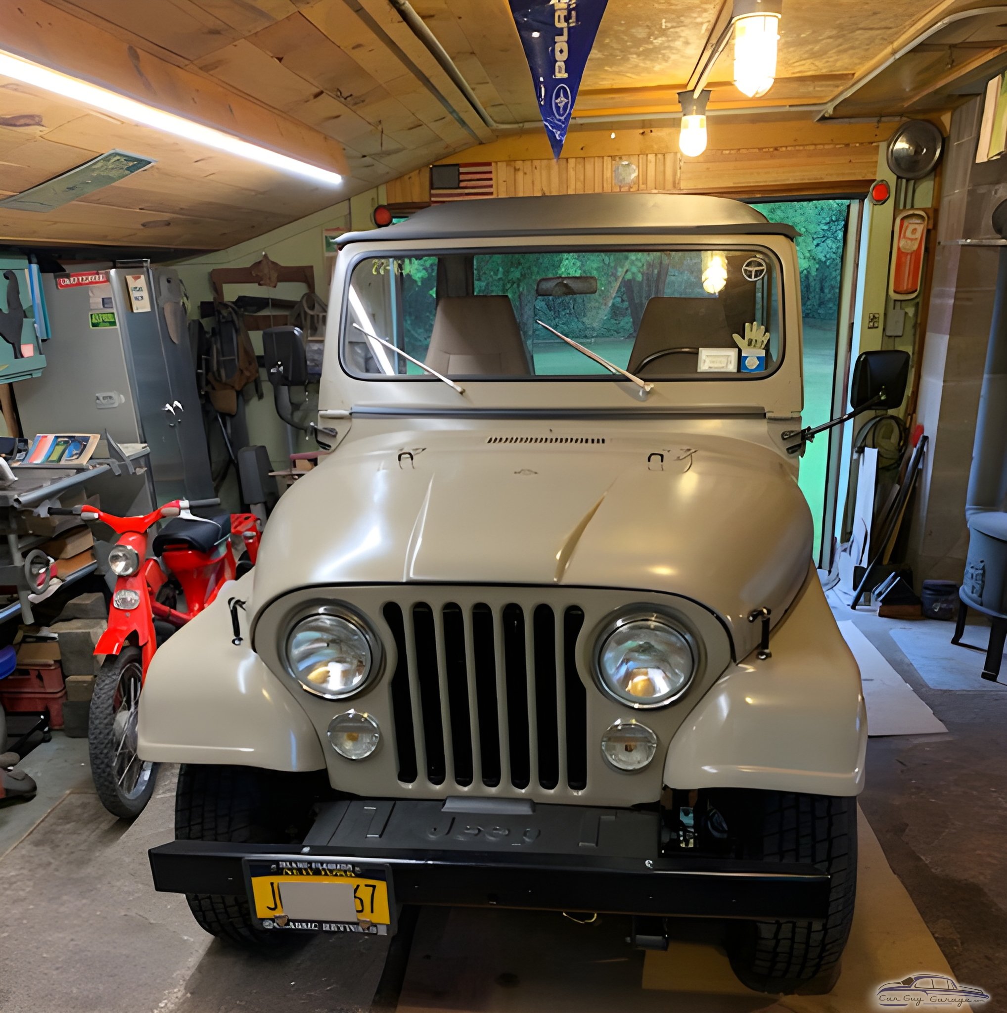 Classic Jeep and Motorcycle in Organized Garage - Gary from Carthage, NY