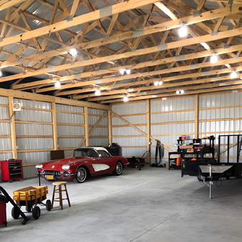 Spacious garage with classic car, tool storage, and trailer - Jim from Fremont, NE