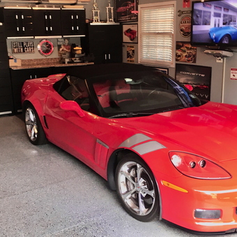 Red Corvette, Black Cabinets, Garage Decor - Bobby from Middletown, NJ