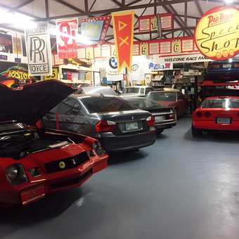 Classic Car Garage with Neon Signs and Wall Art - Jeff from Mustang, OK