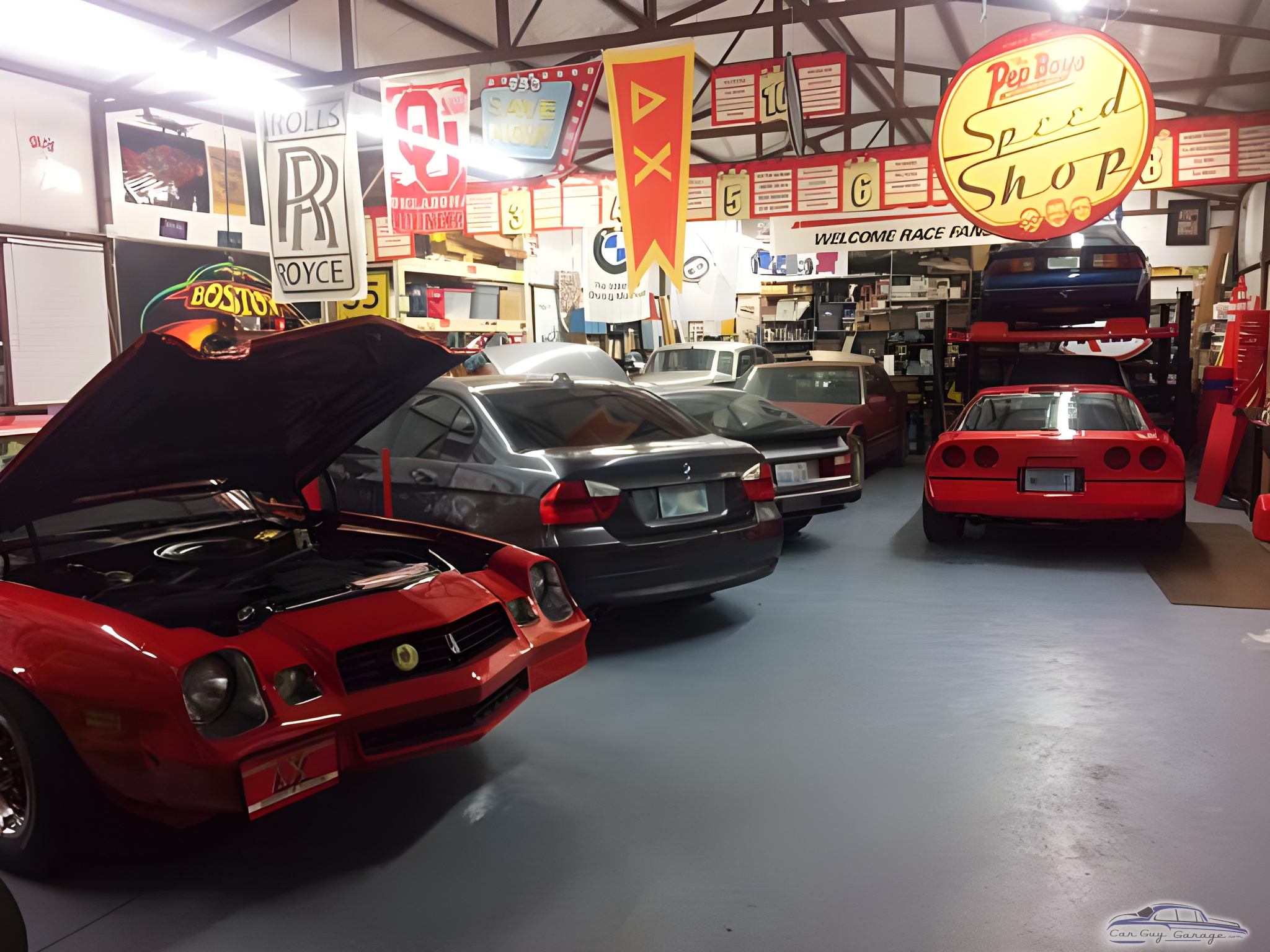 Classic Car Garage with Neon Signs and Wall Art - Jeff from Mustang, OK