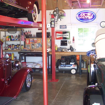 Classic Cars, Four Post Lift, Neon Signs in Garage - Pat from Wilmington, OH