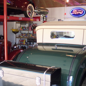 Classic Car Garage with Neon Ford Sign and Lift - Pat from Wilmington, OH