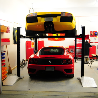 Luxury Cars on Car Lift with Tool Cabinets - Joe from East Greenwich, RI
