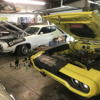 Classic Mopar Cars in Garage with Fender Covers - Dale from Lenoir, NC