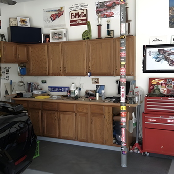 Organized garage with red tool chest and cabinets - Mark from Sunbury, OH