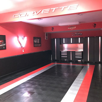 Corvette Themed Garage With Cabinets and Neon Sign - Jim from Mifflinburg, PA