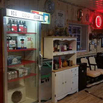 Garage Bar with Vintage Beer Fridge and Neon Signs - Jon from Pomeroy, IA