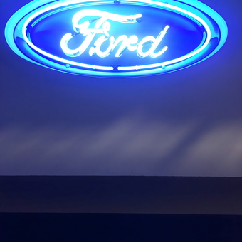 Blue Ford Neon Garage Sign and Diamond Plate Panels - Wes from Peoria, AZ