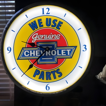 Genuine Chevrolet Parts Neon Wall Clock for Garage Decor - ci-20278