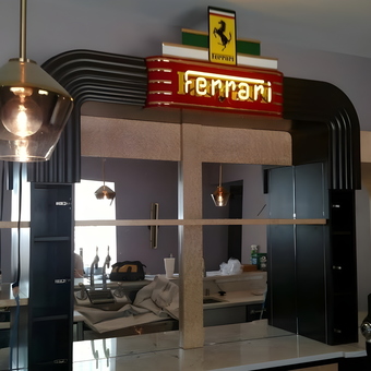 Ferrari Neon Sign with Bar Lighting and Mirrors - Dan