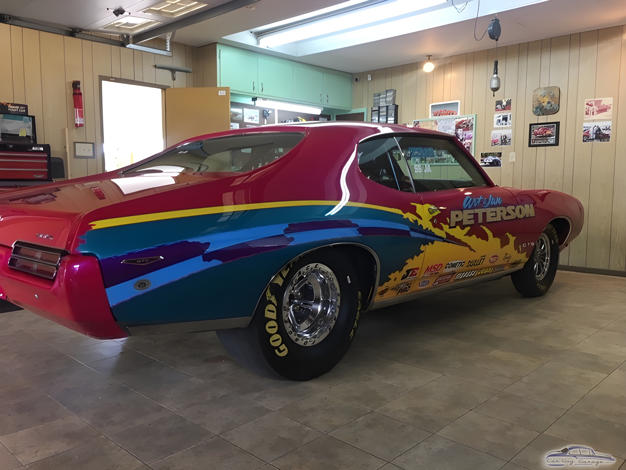 Colorful Drag Car and Garage Decor with Tools - Art from Rialto, CA
