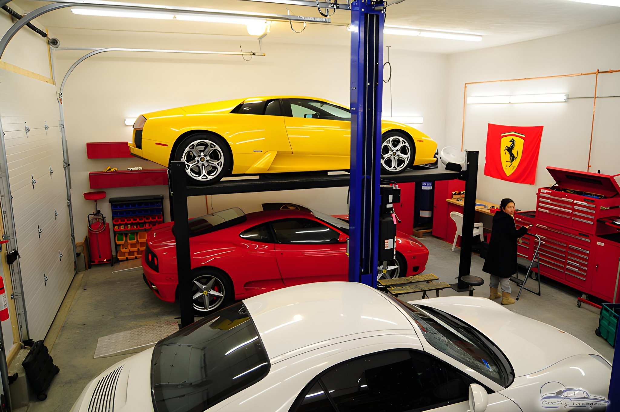 Luxury Cars on Four Post Lift with Tool Cabinets - Joe from East Greenwich, RI