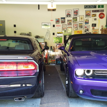 Dodge Challengers and Mopar Decor in Organized Garage - Don from Chester, VA