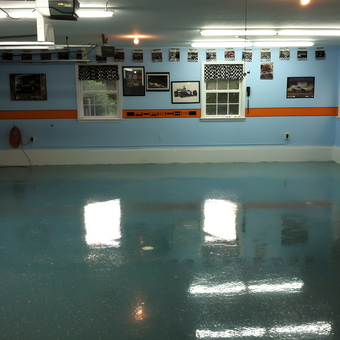 Epoxy Garage Floor With Racing Decor - Mike from Canton, NY