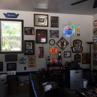 Garage with Neon Signs, Wall Clocks, and Bar Decor - Speedy from Salisbury, NC