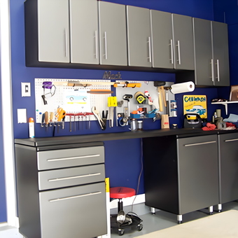 Modern garage cabinets and pegboard tool storage - Greg from Winter Garden, FL