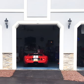 Three Car Garage with Classic and Sports Cars - Ford Performance Garage from NAZARETH, PA