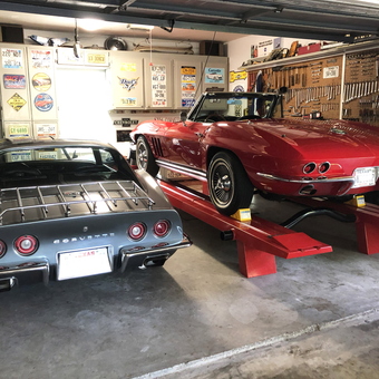 Classic Corvette Garage with Car Lift and Wall Storage - Craig from Friendswood, TX