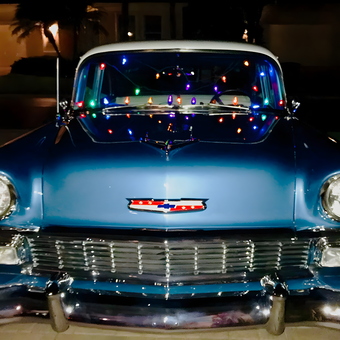 Classic Blue Chevy with Holiday Lights Display - Dave from Estero, FL