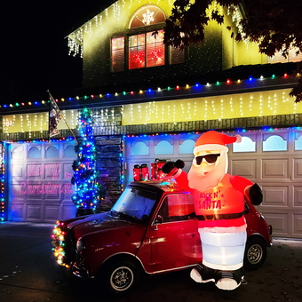 Garage Decorated With Christmas Lights and Inflatable Santa - Jimini from Danville, CA