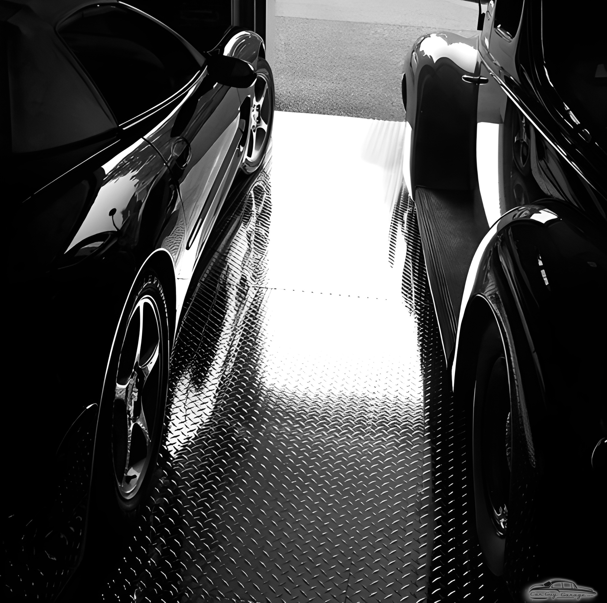 Classic and Modern Cars on Diamond Plate Garage Floor - Gerry
