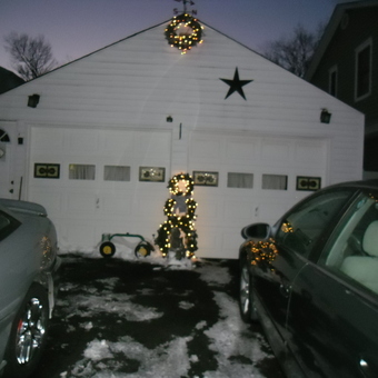 White garage with holiday lights and star decor - Rick from Garwood, NJ