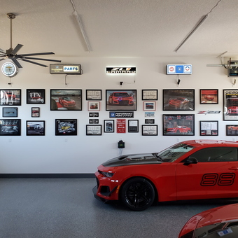 Garage with Camaro, Racing Wall Art, and Neon Signs - Gipple from Bettendorf, IA