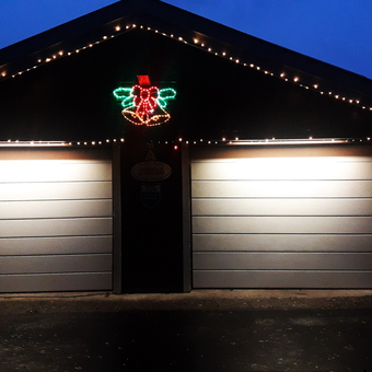 Modern double garage with holiday lights and decor - Hans from Norway