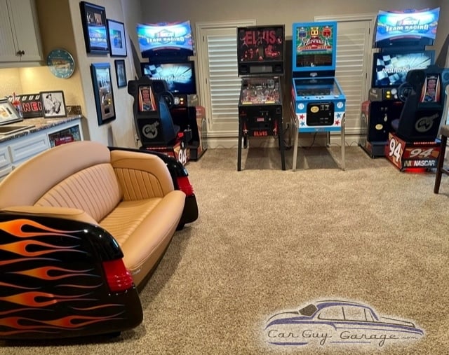 automobile furniture, garage decor, man cave