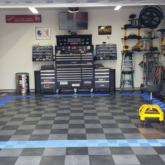 Organized garage with storage cabinets and tool chests - Joe from Summerville, SC