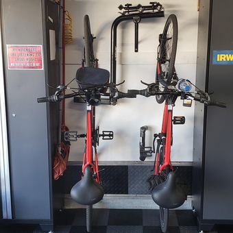 Garage with Bike Wall Mounts, Cabinets, and Tile Flooring - Joe from Summerville, SC