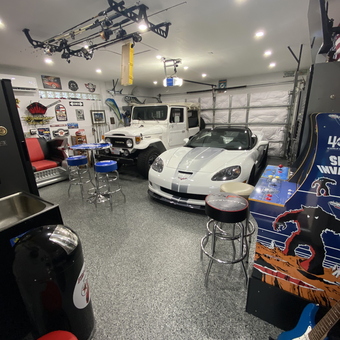 Garage with Classic Cars, Bar Stools, and Decor - VICTOR from Cutler Bay, FL