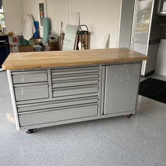 Rolling Tool Chest With Wood Top In Modern Garage - Bob from Babcock Ranch, FL