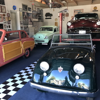 Classic Cars, Wall Art, and Car Lift Display - Gary's Garage in Southern California