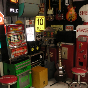 Vintage Garage Decor with Signs, Guitars, and Coca-Cola - John from Lahaina,Maui, HI