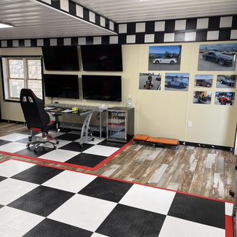 Checkerboard Garage Flooring and Racing Chairs - Randy from Erie, PA
